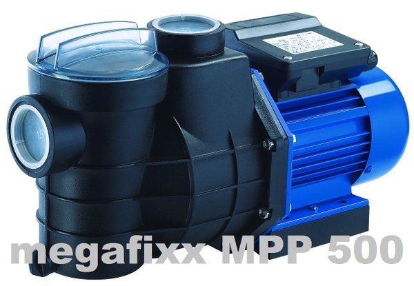 megafixx MPP500 Poolpumpe Schwimmbadpumpe 500 Watt bis 13000 Liter / Std