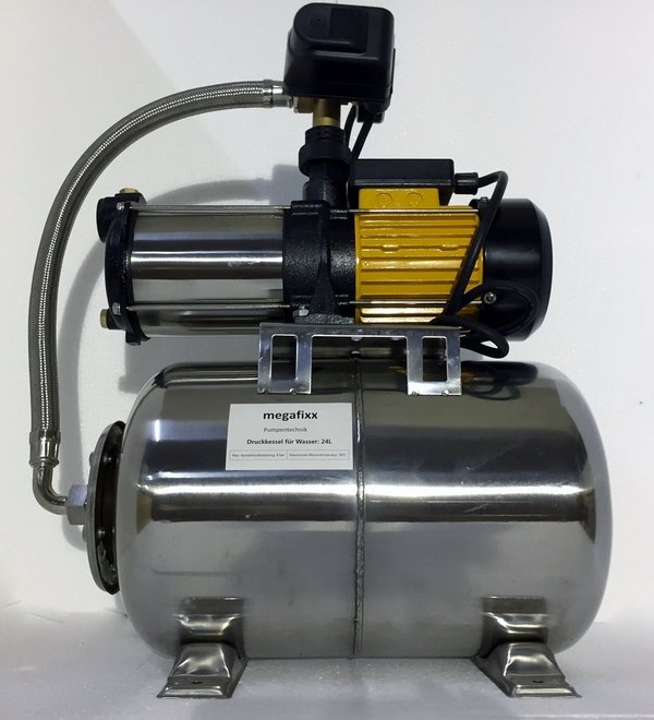 Hauswasserwerk megafixx S5-24ES 1100 Watt 24 Liter Edelstahl Druckkessel