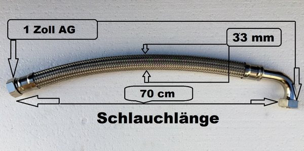 Edelstahl Flexschlauch 70 cm DN25 1 1/4 Zoll AG Profiqualität