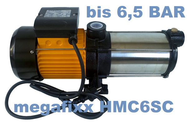 Mehrstufige Kreiselpumpe megafixx HMC6SC 1350 Watt 6 Laufräder max 6,5 BAR